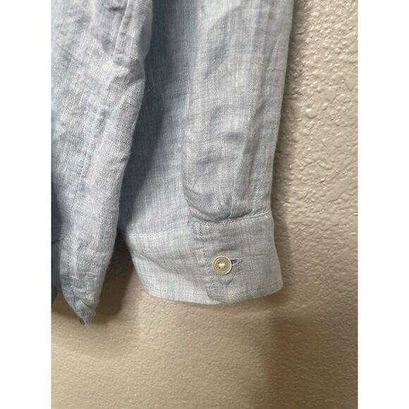 J.Jill Love Linen Plus Size 3X Long Sleeve Button-Up Shirt Blue Lagenlook - Picture 4 of 7